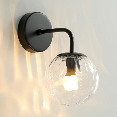 Industrial Vintage Globe Shaped Wall Sconce Glass 1 Light Wall Lamp for Bedroom