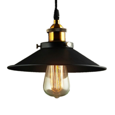 Industrial Vintage Style Black Semi Flush Mount Mental 1-Light Wrought Iron Ceiling Light for Corridor