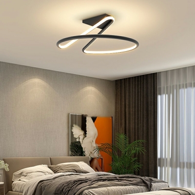 Linear Iron Semi-Flushmount Light Modern Crossed Design LED Ceiling Light