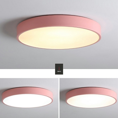 Macaron Circular Metal Ceiling Flush Mount Light Acrylic LED Kids Bedroom Ceiling Lamp