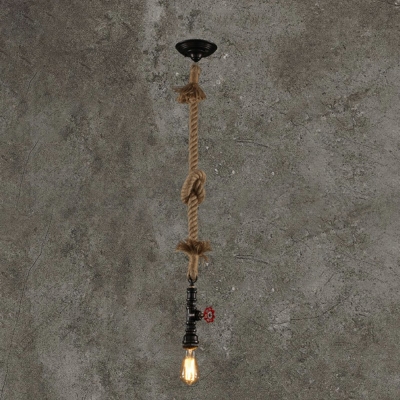 Manilla Rope Cord Pendant Lighting Single Light Industrial-Style Pendant Lamp in Browns