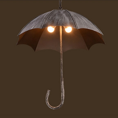 Metal Candle Pendant Light with Umbrella Shade 5 Lights Antique Chandelier in Pewter for Bar