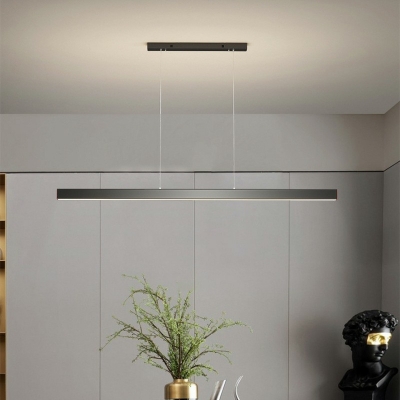 Minimal Black LED LED Hanging Pendant Light Aluminum Island Light Fixtures for Living Room