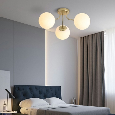Minimalistic Ball Shape Frosted Glass with Roung Canopy Flush Ceiling Light Fixture for Entryway