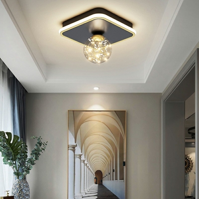 Modern Macaron Ultrathin Flush Mount Ceiling Light in Black LED Glass Ceiling Light for Living Room