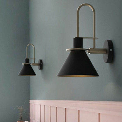 Modern Style Macaroon Conical Metal Shade Wall Sconce Light Single Bulb Wall Lamp for Kid's Room