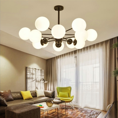 Modernist Chandelier 12 Head Glass Pendant Light Kit for Living Room Restaurant