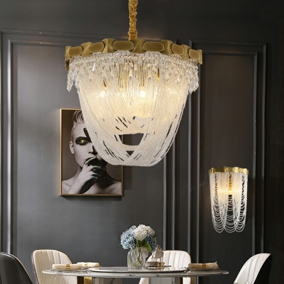 Postmodern Style Hanging Light Kit Tassel Shape Crystal Chandelier for Living Room Bedroom