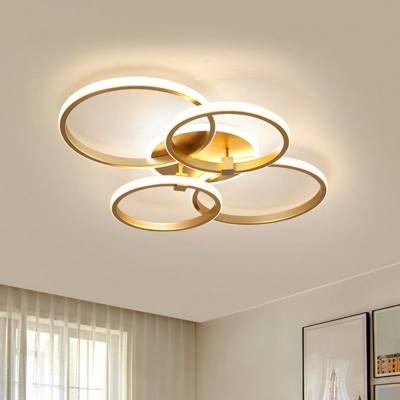 Ring Flush Mount Light 5 Lights Creative Modern Metal and Acrylic Shade LED Ceiling Light for Living Room
