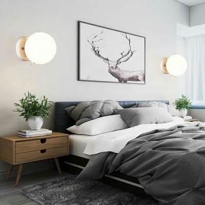 Single Light Glass Orb Wall Light Sconce Nordic Style Bedroom Mini Wall Mount Lighting