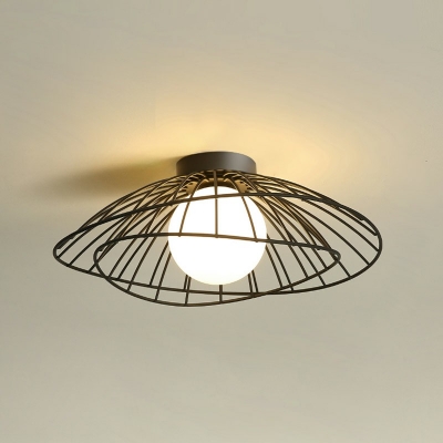 Textured Wire Cage Flush Mount Ceiling Light Metal Fixtures Ceiling Lighting in 1-Light