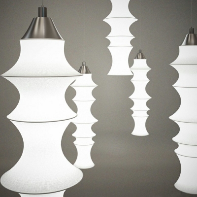 Tower Shape White Fabric Pendant Lighting Macaron 1 Bulb Suspension Light for Dining Room