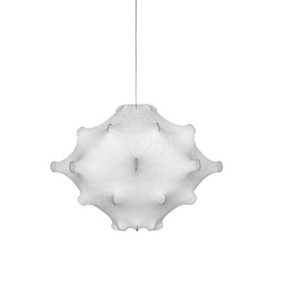 Unique Shape Ceiling Pendant Lamp 1 Bulb Contemporary Fabric Art Deco Suspended Light in White