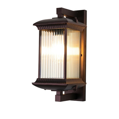 1 Light Glass Rectangle Wall Lights Black Wall Mounted Light Fixture in Industrial Style