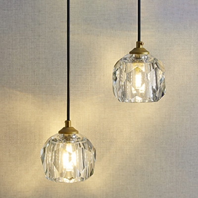 1-Light Gold Metal Pendant Light Crystal Ceiling Pendant Light in Modern Style
