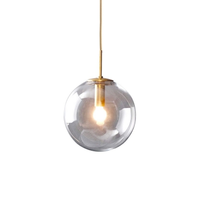 1 Light Hanging Glass Lamp Ball Pendant Industrial Metal Hanging Light for Living Room