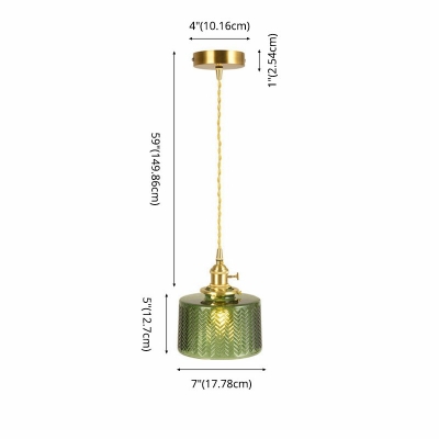 1-Light Pendants Lighting Traditional Style Upside-Down Trifle Shape Ribbed Glass Hanging Lights