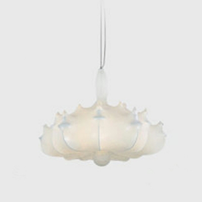 3 Lights Hanging Light Fixtures White Abstract Hanging Light Kit in Silk