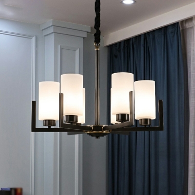 6-Bulb Suspension Light Bell Shape Glass Country Living Room Ceramics Chandelier