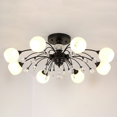 8/10/16 Heads Semi Flush Ceiling Light Traditional Style Semi Flush Mount with Orb Frosted Glass Shade