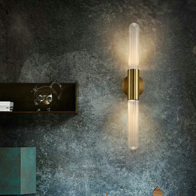 Brass Bathroom Vanity Lighting Cylinder 4 Inchs Height 2-Head LED Vanity Sconce Light for Mirror Cabinet