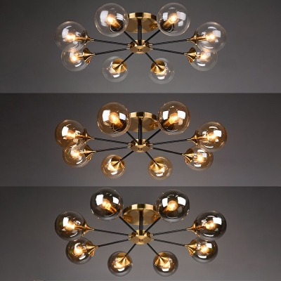 Contemporary Ceiling Light Glass Shade Ceiling Mount Semi Flush Ceiling Light with Round Canopy