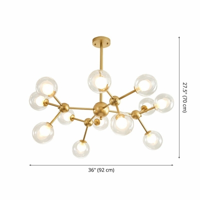 Contemporary Glass Chandeliers 12 Head Ceiling Pendant Light for Living Room Bedroom