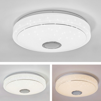 Contemporary Style White Flush Mount Ceiling Light Phone Control RGB Light Indoor Bedroom Lighting Fixture