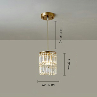 European Style LED Pendant Light Luxury Crystal Cylinder Hanging Light for Dinning Room Living Room