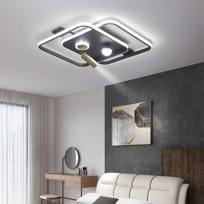 Geometric Semi Flush Mount Ceiling Light with Adjustable Angle Metallic Ceiling Lamp for Living Room
