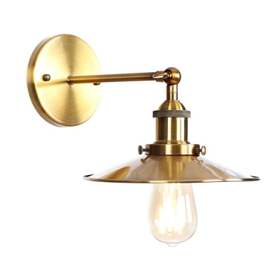 Industrial Style Cone Shade Wall Lamp Metal 1 Light Wall Light in Gold