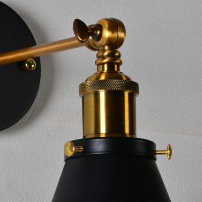Industrial Style Cone Shade Wall Lamp Metal 1 Light Wall Light