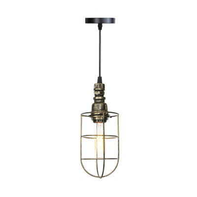 Industrial Style Pipe Shaped Pendant Light Metal 1 Light Hanging Lamp for Restaurant