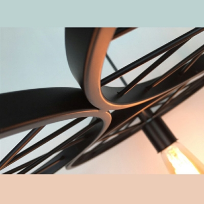Industrial Style Wheel Shaped Multi-Light Pendant Light Metal 3 Light Hanging Lamp