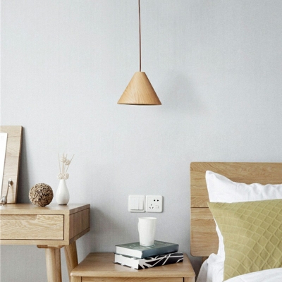 Japanese Style Wood Pendant Light Modern and Simple Cone Hanging Light for Dinning Room