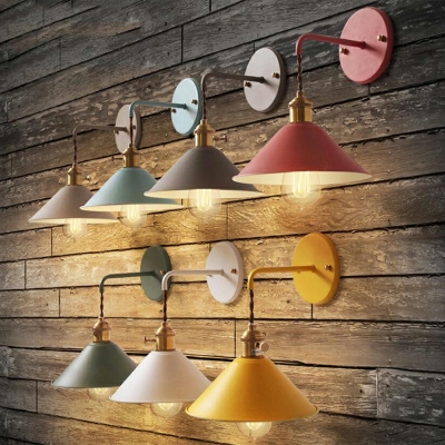 Macaron Conical Wall Sconce Light 1 Head Nordic Style Wall Light for Foyer Hallway