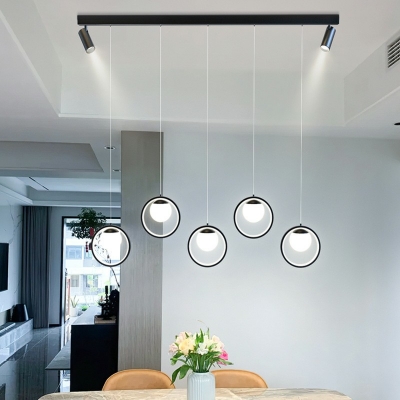 Minimalism Style Double Spotlight Design Island Light Opal Glass Dining Room LED Lighting Fixture