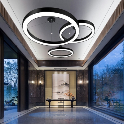 Modern Pendant Light Fixtures Hollow Round Black Minimalist Ceiling Lights for Office