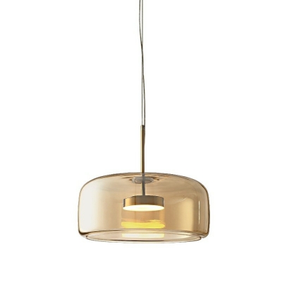 Modern Style Cylinder Pendant Light Glass LED Hanging Light for Living Room