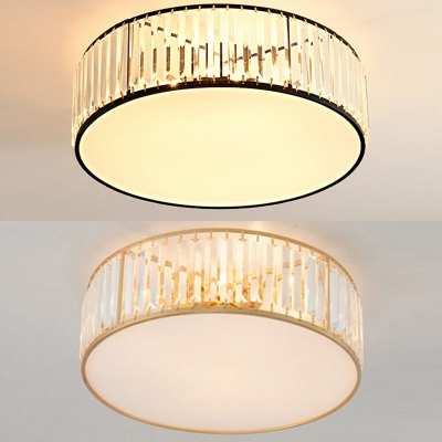 Modern Style Cylinder Shaped Flush Mount Light Crystal 4 Light Ceiling Light