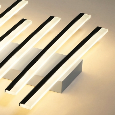 Modern Style Linear Semi Flush Mount Light Metal 15 Light Ceiling Light for Bedroom