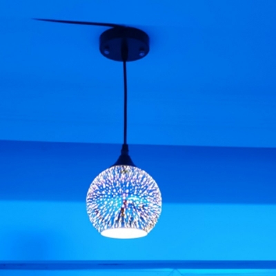 Modern Style Multi Color Pendant Light 3D Glass Globe Hanging Light for Bar Restrauant