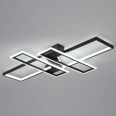 Modern Style Rectangle Shaped Flush Mount Light Metal 4 Light Ceiling Light for Bedroom