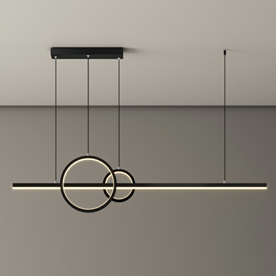 Modern Style Simple Ring Linear Island Pendant Metal 3 Light Island Light for Restaurant