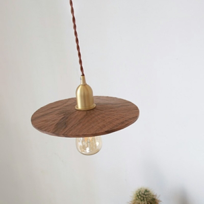 Modern Style Wood Hanging Light Handmade Circle Shade Decoractive Pendant Light for Homestay