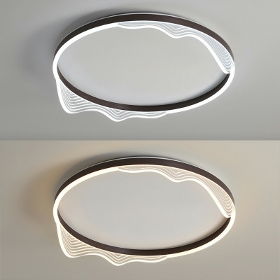 Modernism Coffee Circle Flush Ceiling Light Acrylic LED Flush Mount Light for Bedroom