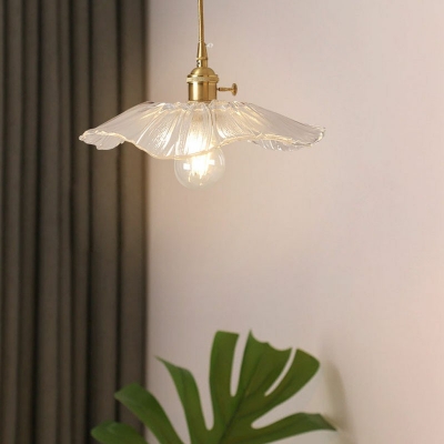 One Light Pendant Fixture Industrial-Style Glass Living Room Pendant Light in Gold