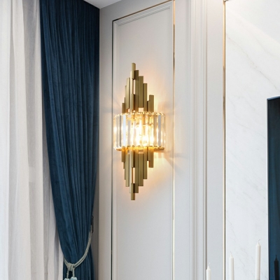 Post-modern 2 Lights Wall Mount Strips Crystal Wall Sconce Lighting for Living Room