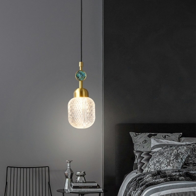 Postmodern Single Light Hanging Pendant Brass Elliptical Crystal Glass Suspension Light for Living Room