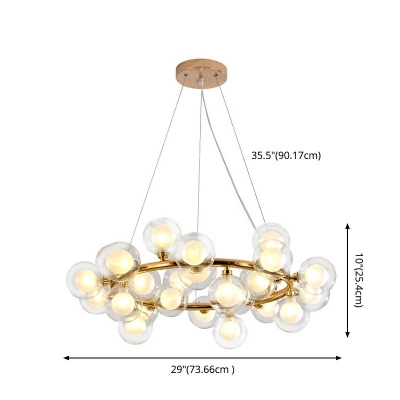 Postmodern Style Bubbles Pendant Chandelier Glass Living Room Bedroom Hanging Light in Gold/Black